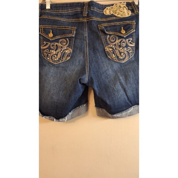 VINTAGE Y2K 90'S SOUTHPOLE WOMEN DENIM JEAN CUT OFF SPORTY SHORTS PLUS SIZE 18 - Picture 3 of 6